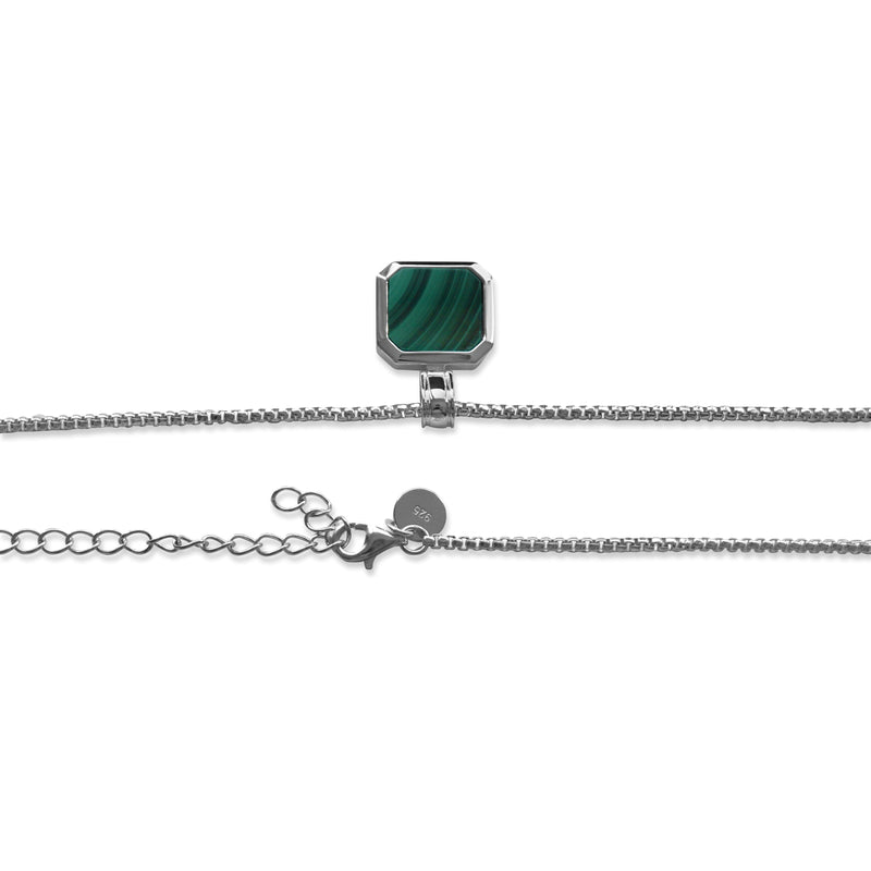 Halskette mit natürlichem Malachit Stein aus massivem 925 Silber mit feiner Handarbeit Sprezzi Fashion