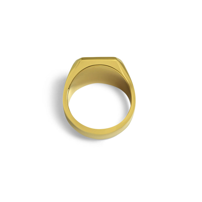 Octagonal Ring mit Onyx Stein in Gold 18k aus 925 Sterling Silber handgefertigt stilvoll fuer Herren Sprezzi Fashion