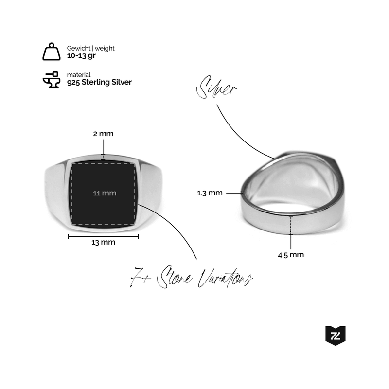 Herren Onyx Ring aus massivem 925 Sterling Silber mit schwarzem Edelstein Gewicht 10 bis 13 Gramm elegantes hochwertiges Schmuckstück Sprezzi Fashion