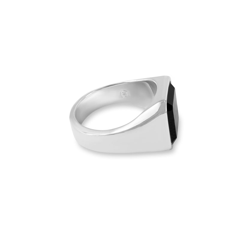 Massiver Onyx Siegelring aus echtem 925 Sterling Silber mit glänzender Oberfläche Sprezzi Fashion