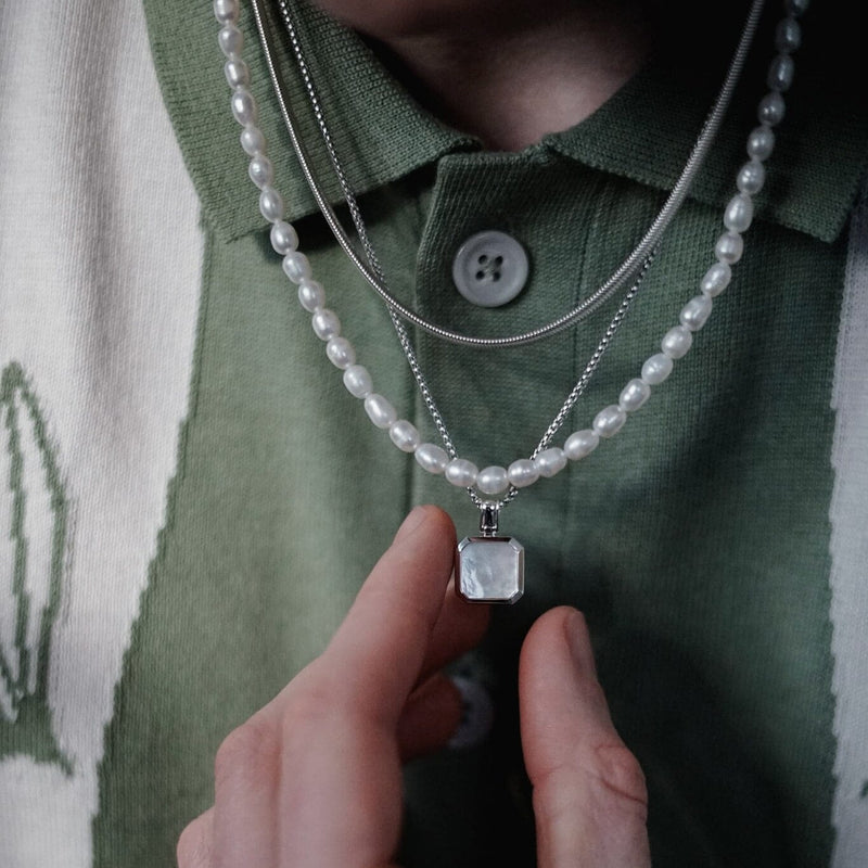 Silberkette mit Perlmutt Anhänger für Damen, gefertigt aus hochwertigem 925 Sterling Silber Sprezzi Fashion