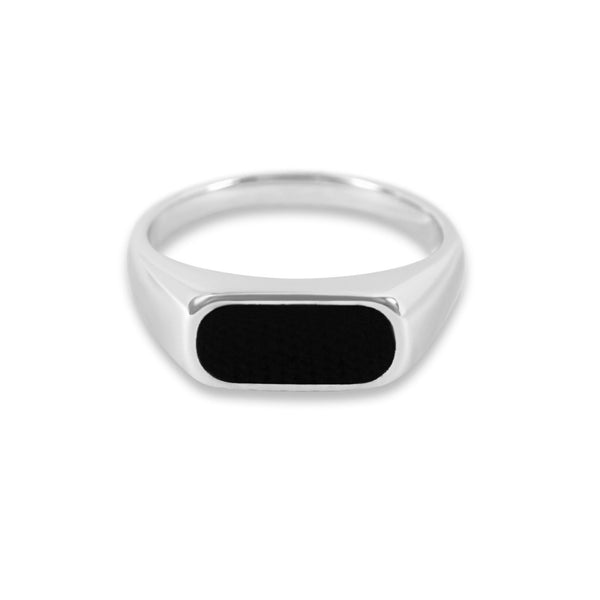 Stilvoller Herrenring aus 925 Sterling Silber mit feinem schwarzen Onyx Inlay handgefertigt und elegant Sprezzi Fashion
