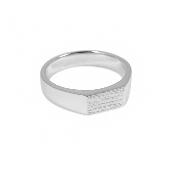Herren Siegelring Raw Thin aus handgefertigtem 925 Sterling Silber minimalistisches Design Sprezzi Fashion