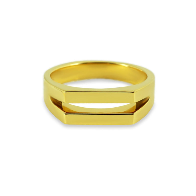 Handgefertigter Ring Split aus 925 Sterling Silber mit 18k Vergoldung minimalistisch elegant stilvoll fuer Herren Sprezzi Fashion