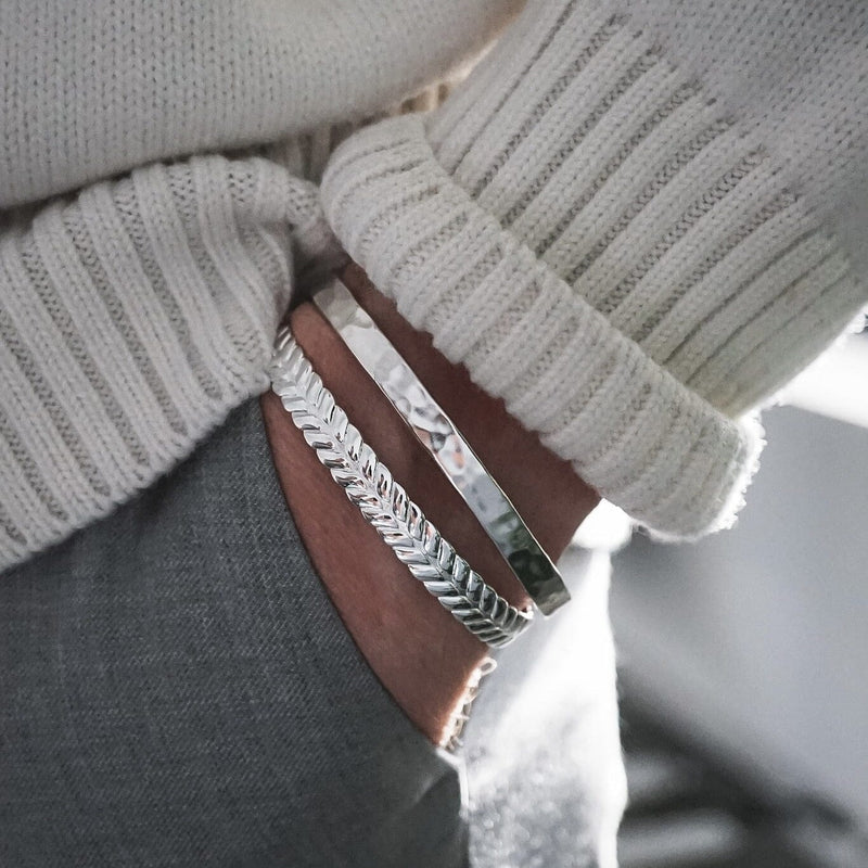Römischer Lorbeer Armreif aus 925 Sterling Silber handgefertigt robustes Herren Schmuckstück Sprezzi Fashion