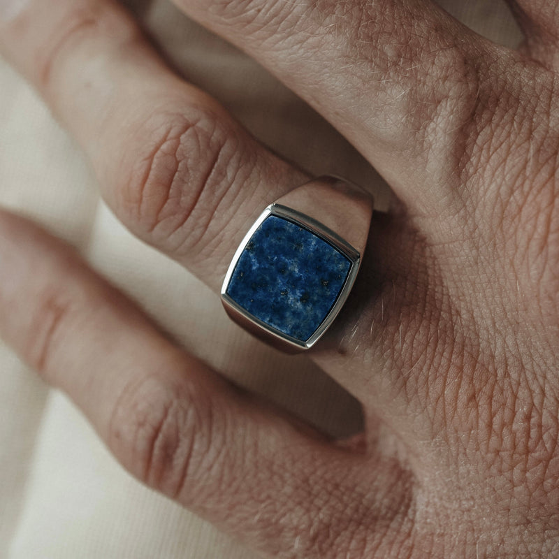 Eleganter Herren Siegelring mit blauem Lapislazuli Stein aus hochwertigem 925 Silber Sprezzi Fashion