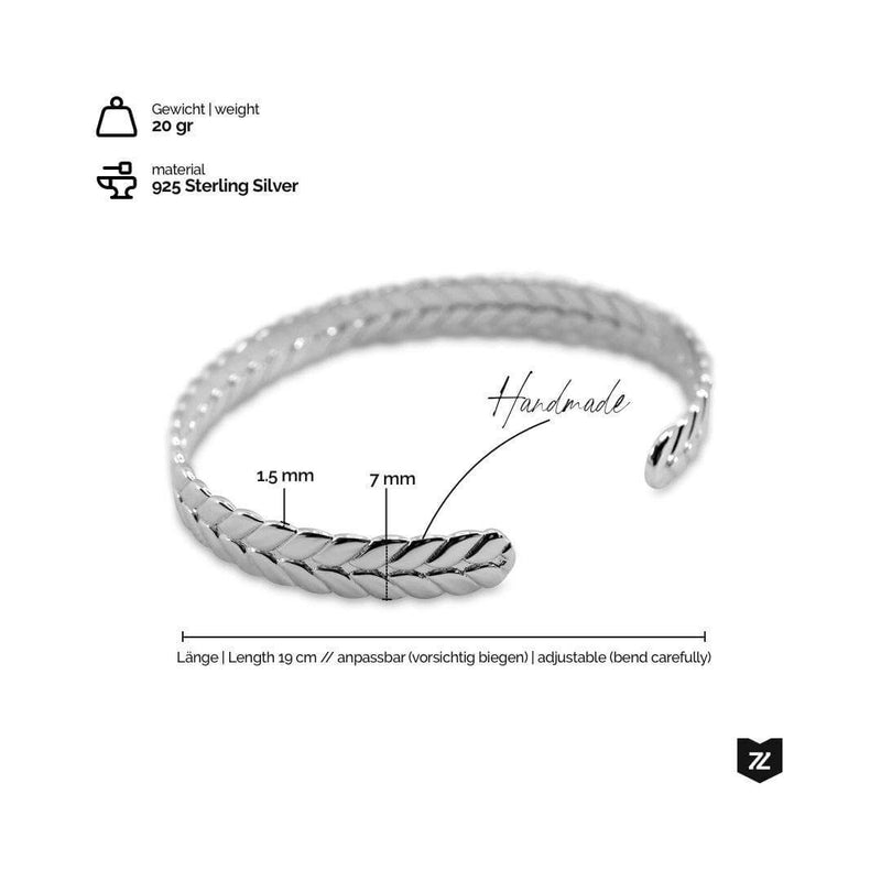 Handgefertigter Silber Armreif Roman aus 925 Sterling Silber 20 Gramm elegantes Herren Schmuckstück Sprezzi Fashion