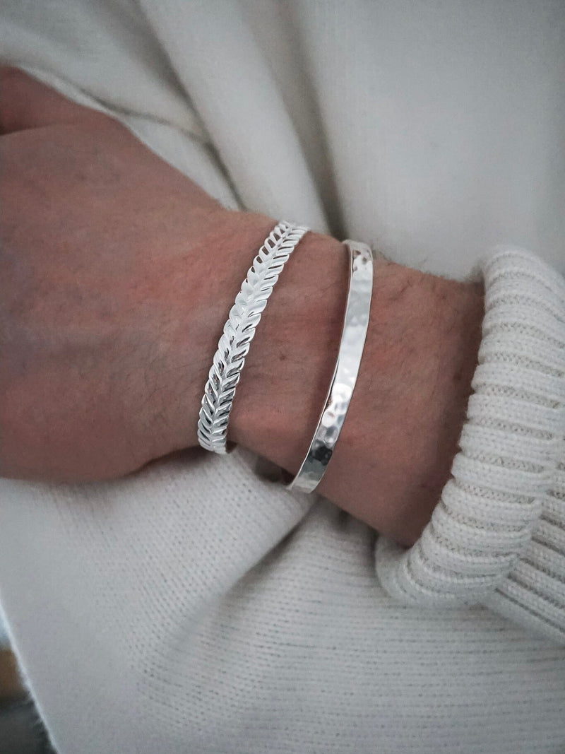 Silber Armreifen Set 925 mit Hammered und Roman Struktur luxuriös und modern Sprezzi Fashion