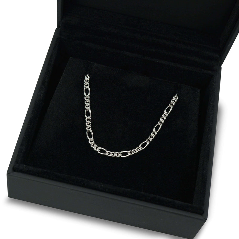 Elegante Silber Halskette für Herren im Figaro Design mit verstellbarer Länge und robustem Verschluss kommt mit exklusiver schwarzer Schmuckbox Design von Sprezzi Fashion
