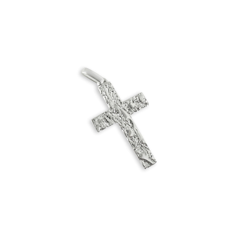 Handgefertigte Silber Halskette mit Kreuz Anhänger im markanten Raw Style perfekt für moderne Outfits Sprezzi Fashion