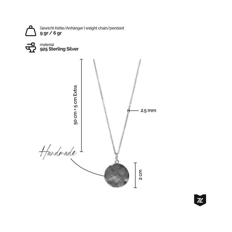 Handgefertigte Silber Halskette mit massivem Anhaenger, gefertigt aus hochwertigem 925 Sterling Silber, Gesamtgewicht 9 Gramm, elegantes Design und langlebige Qualitaet Sprezzi Fashion