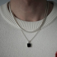 Silber Halsketten Set Onyx und Snake aus 925 Sterling Silber elegantes Schmuckset Sprezzi Fashion