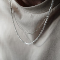 Herren Silber Halsketten Set mit Rope und Curb Design aus 925 Sterling Silver handgefertigt mit robustem Verschluss Sprezzi Fashion