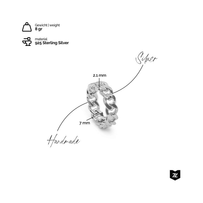 Handgefertigter Herrenring aus 925 Sterling Silver hochwertig, leicht 8g und stilvoll Sprezzi Fashion