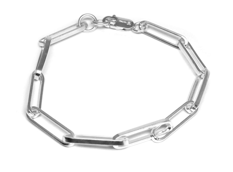 Herren Paperclip Armband aus echtem 925 Sterling Silber verstellbar mit modernem Minimal Design Sprezzi Fashion