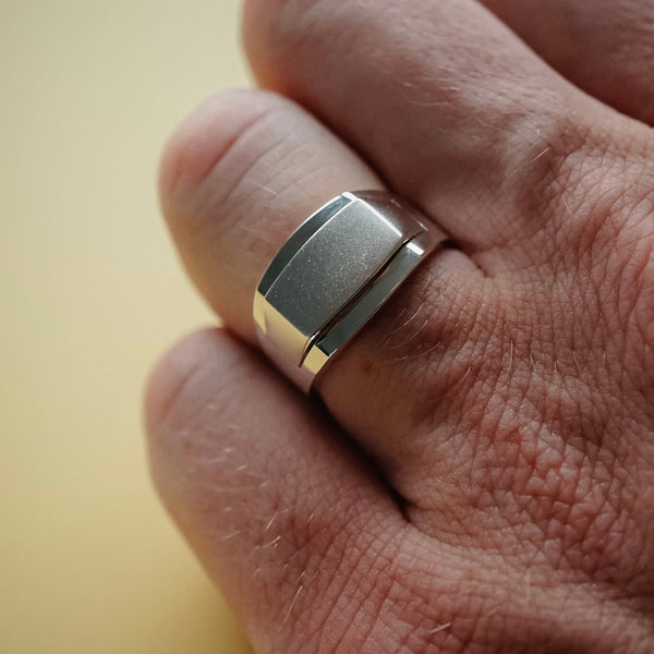 Edgy Silberring 925 Sterling handgefertigt eckig minimalistisch zeitlos fuer Maenner Sprezzi Fashion