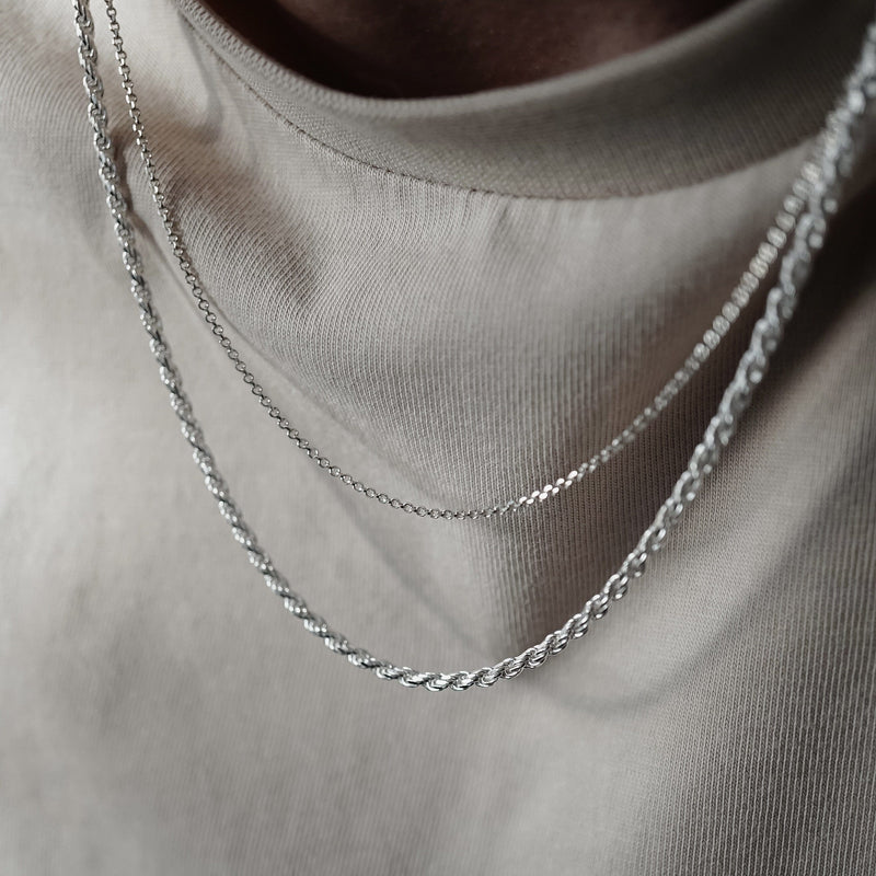 Silber Rope Halskette aus 925 Sterling Silber minimalistisches Design mit geflochtenen Gliedern und Schmuckbox Sprezzi Fashion