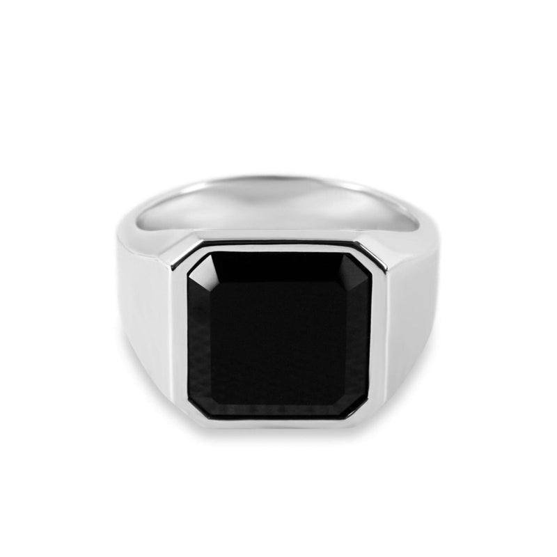 Herren Silber Siegelring mit schwarzem Onyx Stein 925 Sterling minimalistisch Gravur robust stilvoll für Alltag und besondere Anlässe Sprezzi Fashion