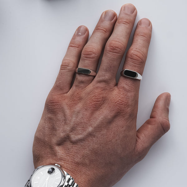 Modernes Set aus zwei minimalistischen Ringen aus 925 Sterling Silver handgefertigt für Herren Sprezzi Fashion