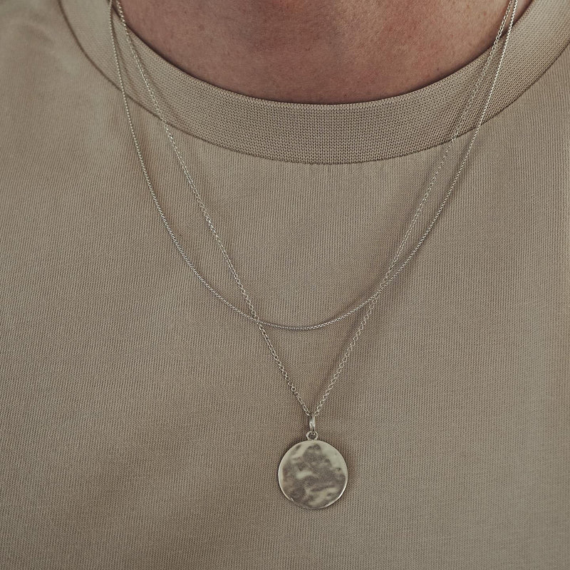 Sterling Silber Halsketten Set Hammered und Box fuer Herren elegantes und modernes Schmuckset Sprezzi Fashion