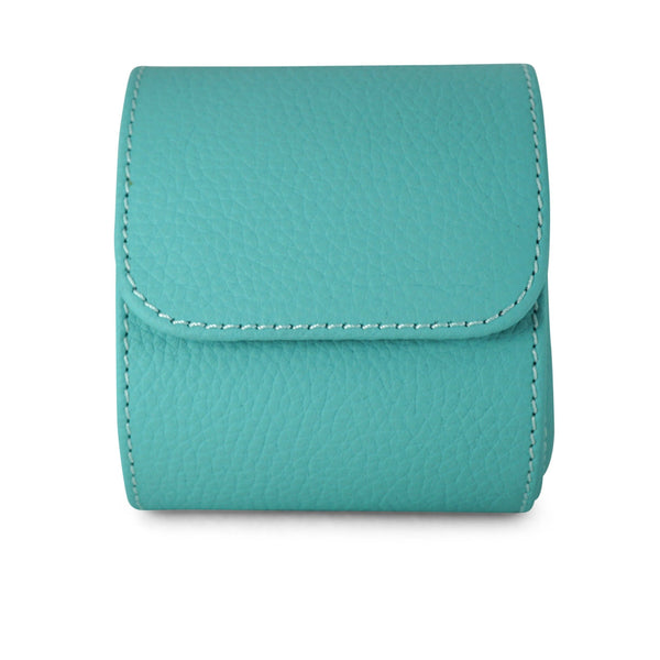 Hochwertige türkis Leder Uhrenrolle für eine Uhr im eleganten Saffiano Design ideal zum Schutz und zur stilvollen Aufbewahrung edler Armbanduhren Sprezzi Fashion