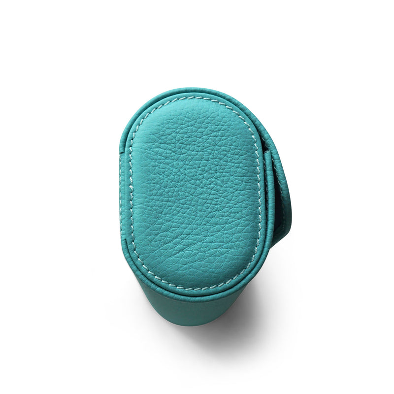 Türkis Uhrenrolle mit Edelstahl Verschluss und Saffiano Optik schützt drei Uhren stilvoll auf Reisen und zu Hause Sprezzi Fashion