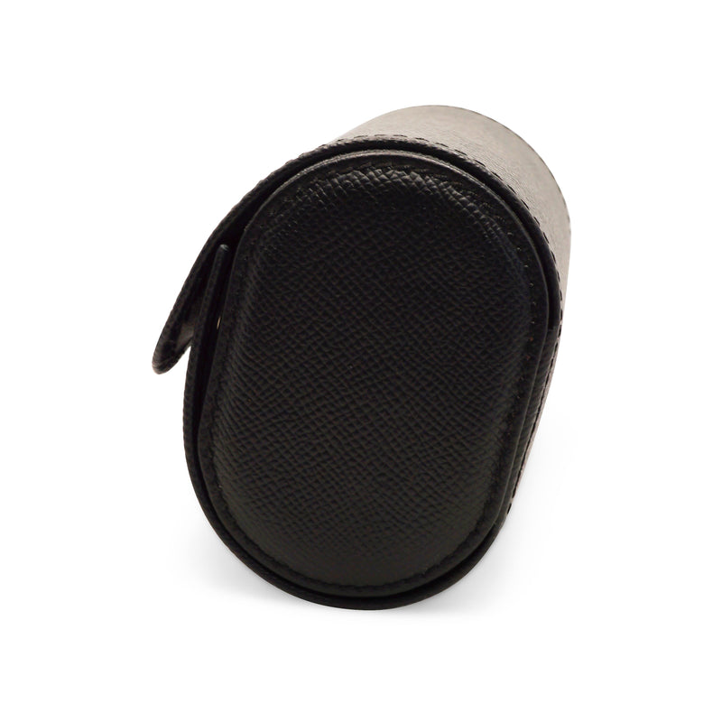 Minimalistische Uhrenaufbewahrung aus schwarzem Echtleder mit weicher grauer Innenfläche Sprezzi Fashion