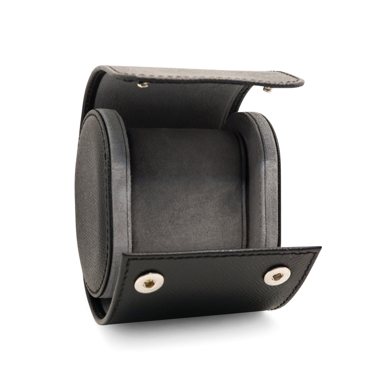 Elegante Uhrenrolle aus schwarzem Leder mit klassischem Design für stilvolle Uhrenliebhaber Sprezzi Fashion