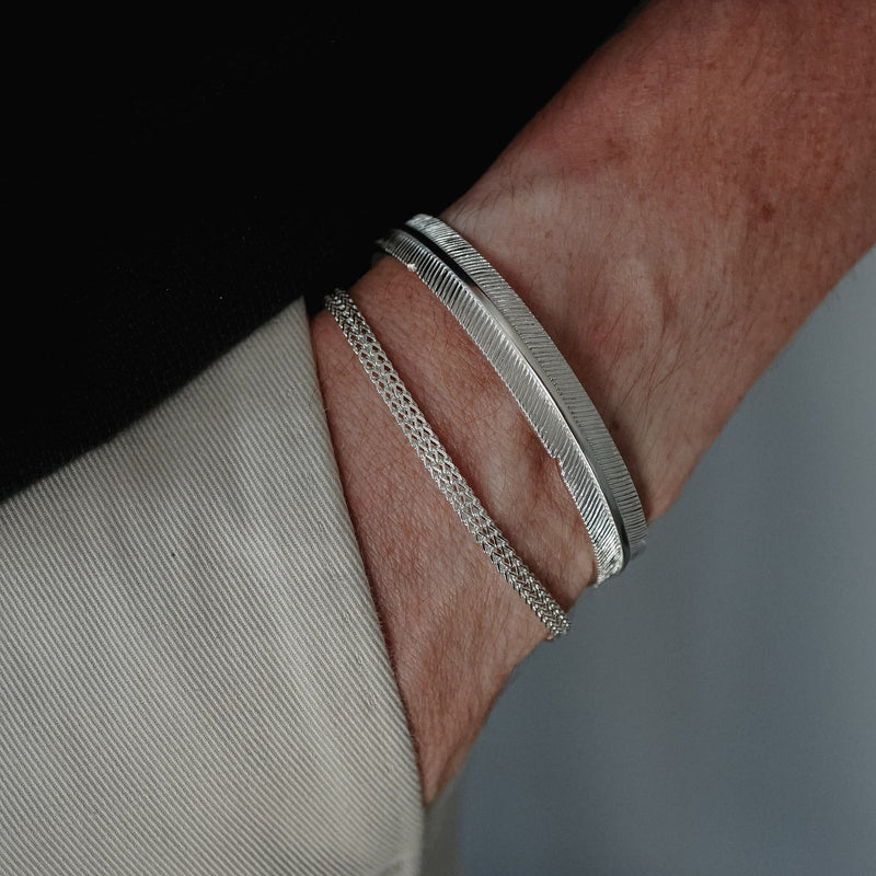 Herren Armreif im Vintage Feder Stil aus 925 Silber perfekt als Geschenk Sprezzi Fashion
