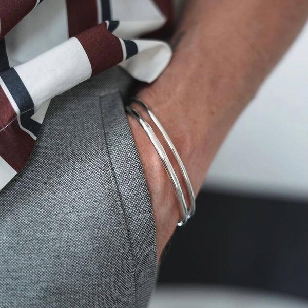 Minimalistischer 925 Silber Armreifen für Männer handmade Sprezzi Fashion