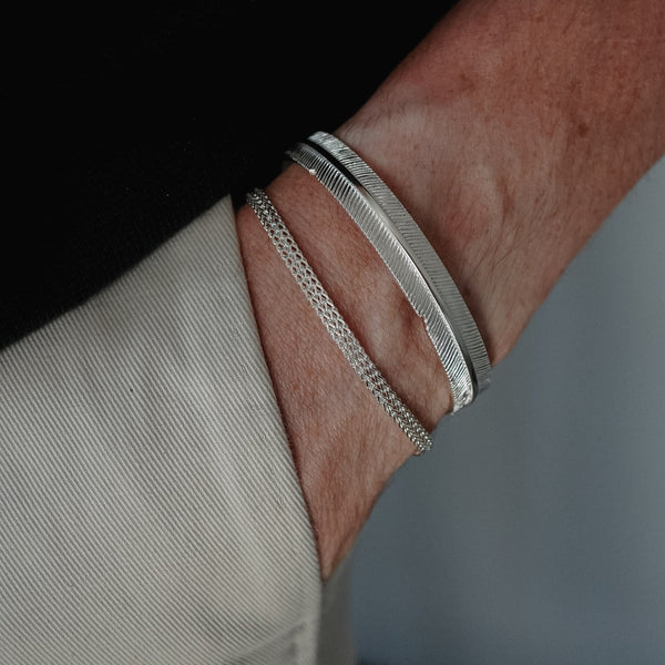 Armreif Feather & Mesh Armband Set Silber Set Sprezzi One Size 