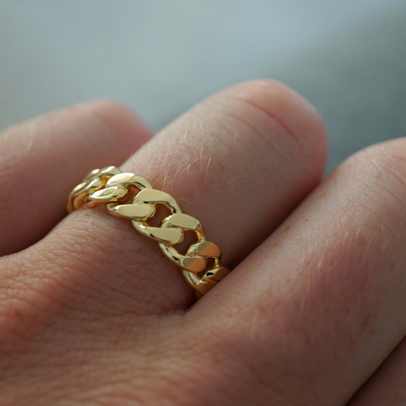 Chain Cuban Ring Ringe Sprezzi Silver 925 Gold Ring Herren Streetwear