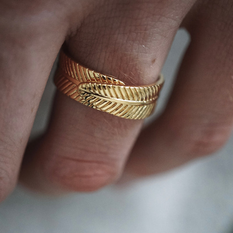 Feder Ring Ringe Sprezzi 925 Silber minimalistisch Bandring Männer Goldring