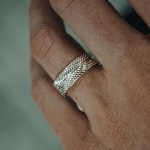 Feder Ring Ringe Sprezzi 925 Silber Silver minimalistisch Bandring Männer Silberring