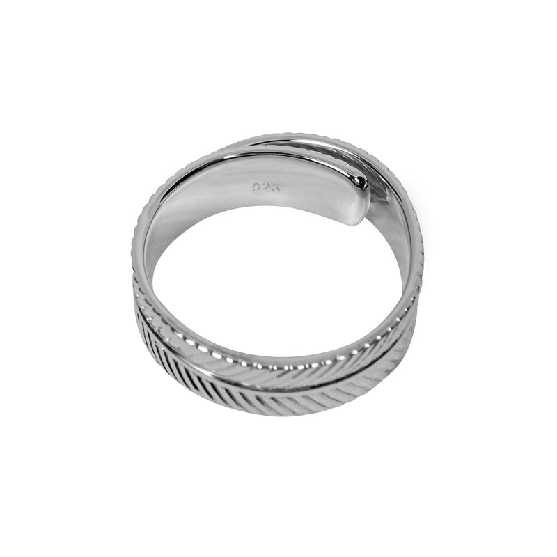 Männer Feder Ring 925 Silber modern verstellbar von Sprezzi Fashion
