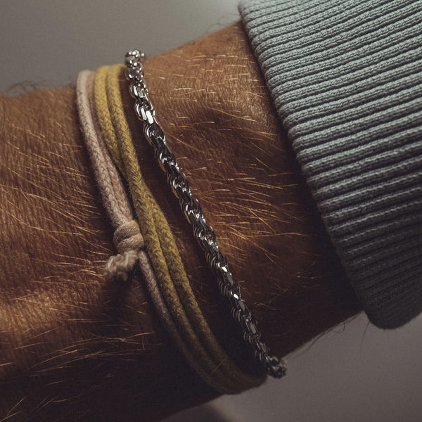 Schmuck-Set aus Silber Armband und Halskette im Zopf Stil für Männer