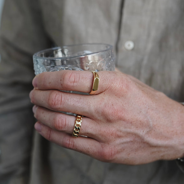 Minimalistischer Herren Ring aus 925 Sterling Silber und Gold