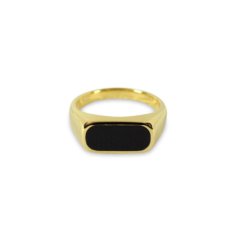 Minimalistischer Ring für Männer Gold mit schwarzem Stein Sprezzi Fashion