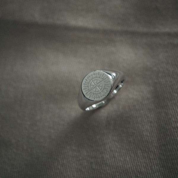 Kompass Ring aus 925 Sterling Silber für Männer klassisch Sprezzi Fashion