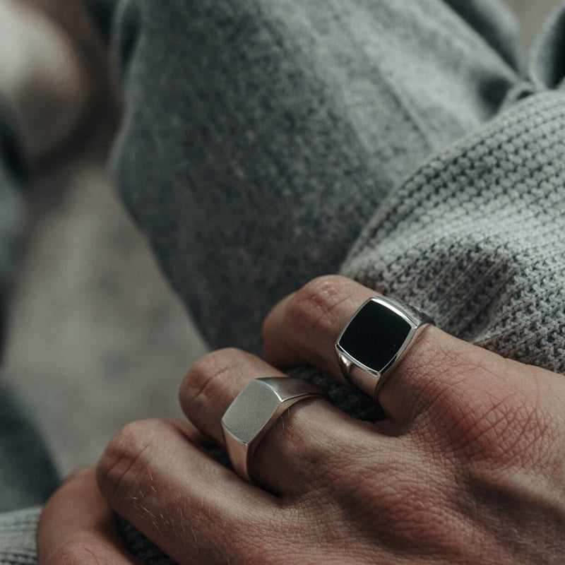 men for silver Minimalistic signet ring 925