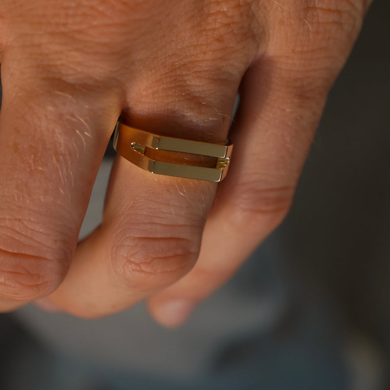 Minimalistischer Herren Ring aus 925 Silber und Gold handmade Sprezzi Fashion