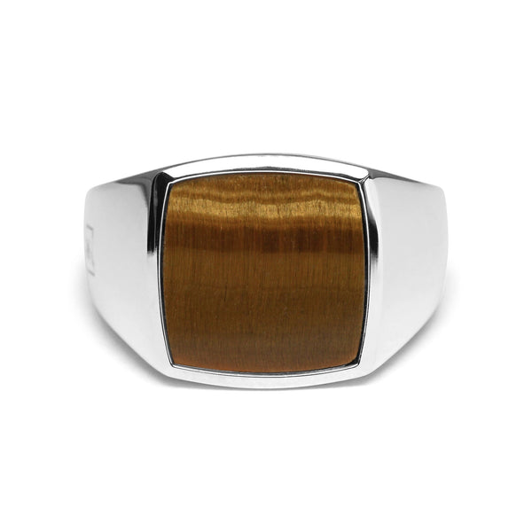 Herren Siegelring mit Tigerauge Stein aus 925 Sterling Silver klassisch