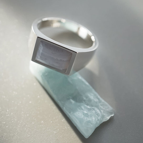 Siegelring mit blauem Stein für Männer aus 925 Sterling Silver Sprezzi ...