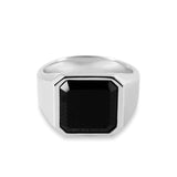 Siegelring mit Onyx Stein Octagonal Ringe Sprezzi 54 Black 925 Silber