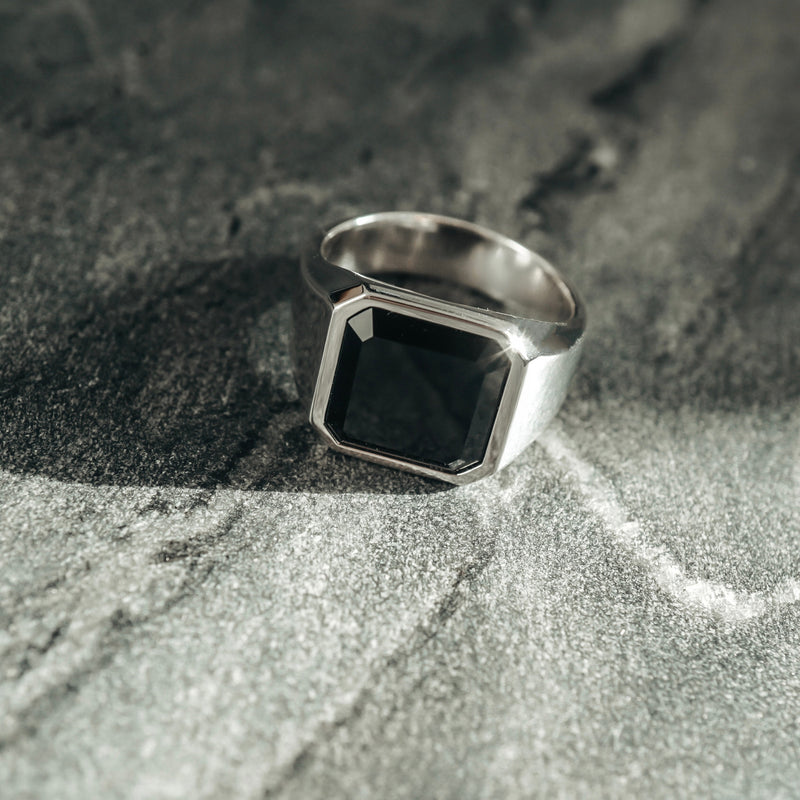 Siegelring Silber mit Onyx Stein schwarz Ringe Sprezzi Fashion