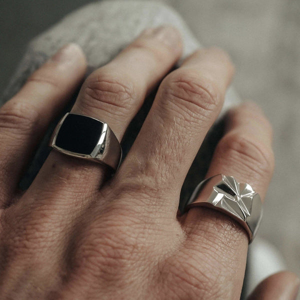 Siegelring Silber mit Onyx Stein schwarz Ringe Sprezzi Fashion