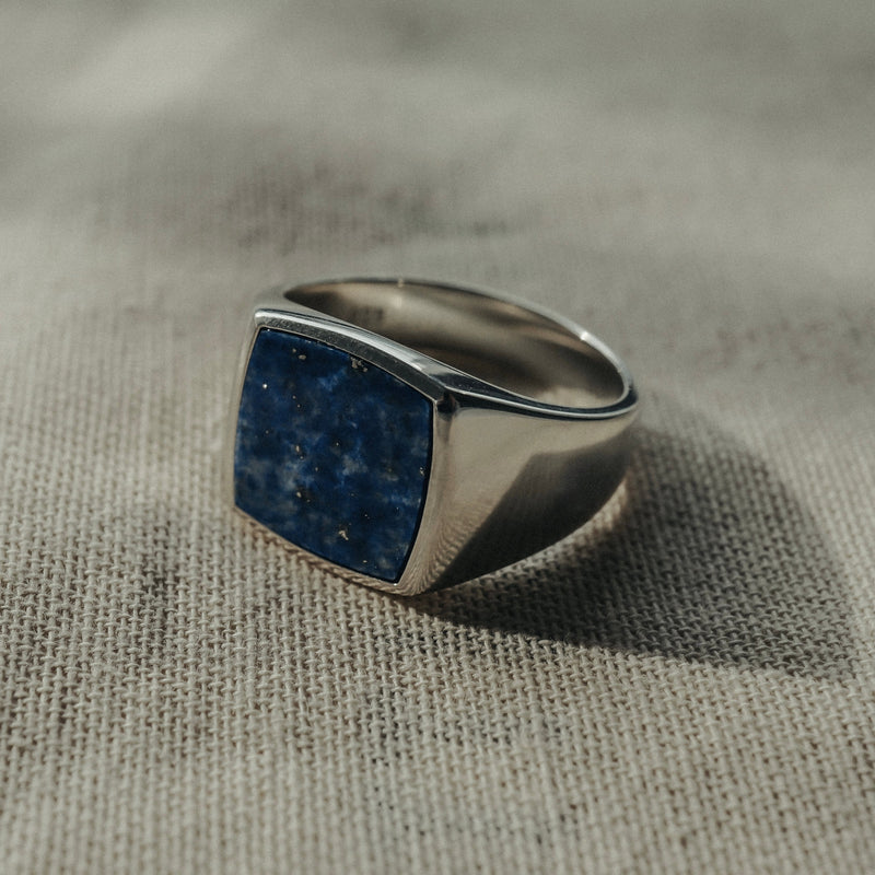Siegelring mit blauem Lapis Stein für Männer aus 925 Sterling Silver Sprezzi Fashion