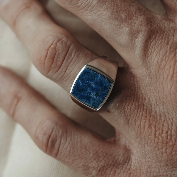 Siegelring mit blauem Lapis Stein für Männer aus 925 Sterling Silver Sprezzi Fashion