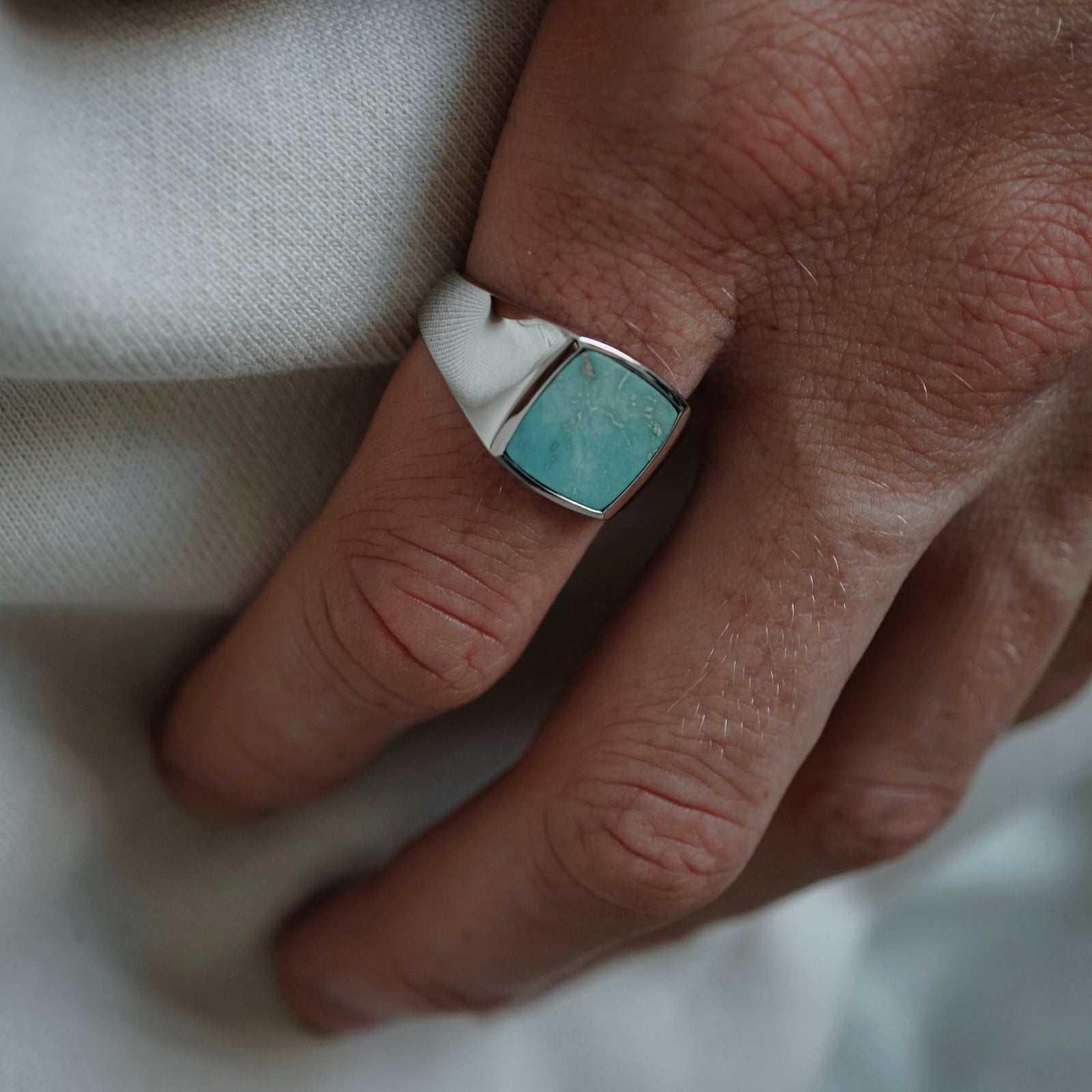 Men's ring with square turquoise stone | You despise Fashion Men's ring with square turquoise stone | You despise Fashion