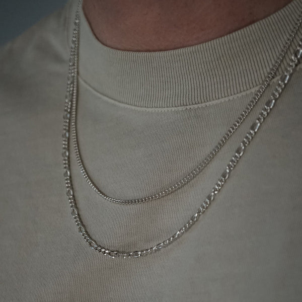 Silber Halsketten Set Figaro & Curb Set Sprezzi One Size 
